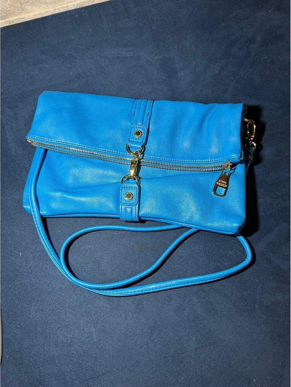 Steve Madden Blue Leather Crossbody Clutch Bag